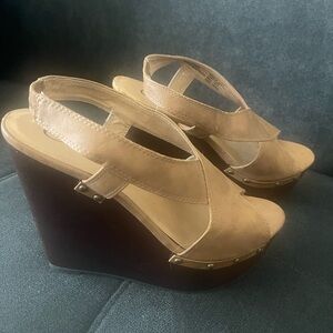 Women's Candies Tan Wedge Sandals